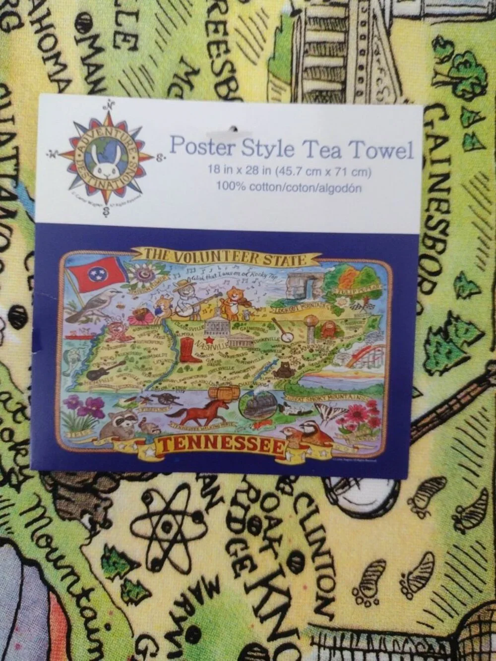 Tennessee Landmark Map Tea Towel 18x28 Kay Dee Designs Carrie Wagner Novelty NEW